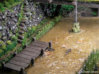 アリイ　'55トヨペット・クラウン　小京都のジオラマ　完成画像　川全景