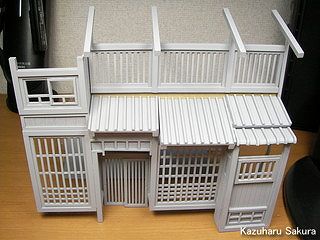 アリイ　'55トヨペット・クラウン　小京都のジオラマ製作　京町家の造形完了