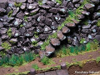 アリイ　'55トヨペット・クラウン　小京都のジオラマ製作 石垣の製作 完成した石垣