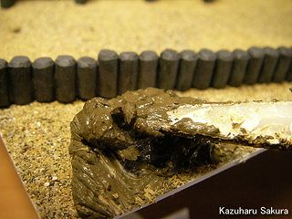 アリイ　'55トヨペット・クラウン　小京都のジオラマ製作 泥表現１
