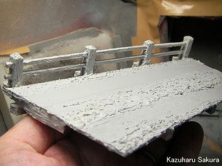 アリイ　'55トヨペット・クラウン　小京都のジオラマ製作 橋の製作 欄干の塗装２