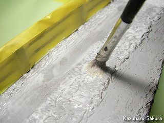 アリイ　'55トヨペット・クラウン　小京都のジオラマ製作 橋と陸の土表現 水溶き木工用ボンドを塗る