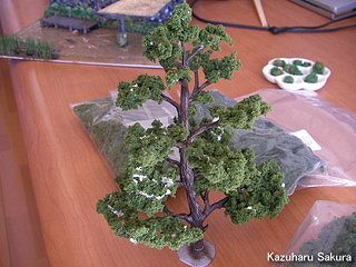 アリイ　'55トヨペット・クラウン　小京都のジオラマ製作 ミニチュア大木 スポンジの葉の補正１