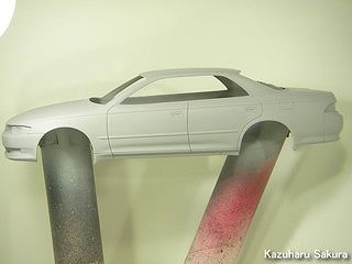 アオシマ JZX90 トヨタ・マークⅡ 2.5 グランデG（1/24）  ボディ塗装　サーフェイサー吹き１