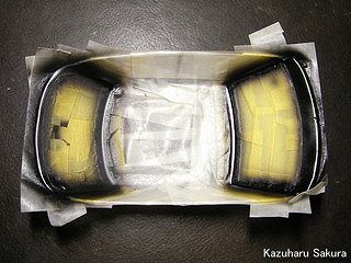 アオシマ JZX90 トヨタ・マークⅡ 2.5 グランデG（1/24）  クリアパーツ塗装　塗装開始