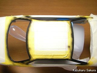 アオシマ JZX90 トヨタ・マークⅡ 2.5 グランデG（1/24）  サイドガラス周辺の塗装４