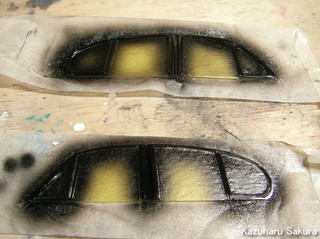タミヤ ジャガーマーク２サルーン(1/24) 製作記 ～ 窓枠の塗装２
