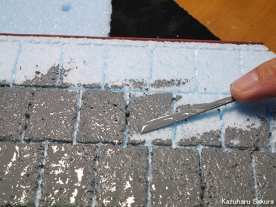 1/24 GSIクレオス カルマン・ギア ジオラマ制作記 ～ 石のタイルの塗装２