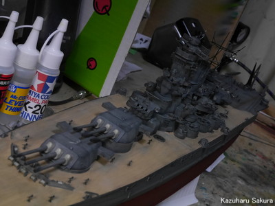 タミヤ 武蔵 (1/350) 製作記 ～ 最終的な組み立てと艦底色での塗装