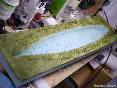 タミヤ 武蔵 (1/350) ジオラマ制作記 ～ 海の塗装表現１