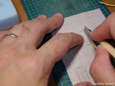 ﻿エレール 1/43 シトロエン2CV・ルノー4CV ジオラマ制作記 ～ 建物・レンガ・石畳の制作と塗装 その１