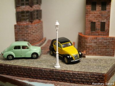 ﻿エレール 1/43 シトロエン2CV・ルノー4CV ジオラマ制作記 ～ 建物・レンガ・石畳の制作と塗装 その２