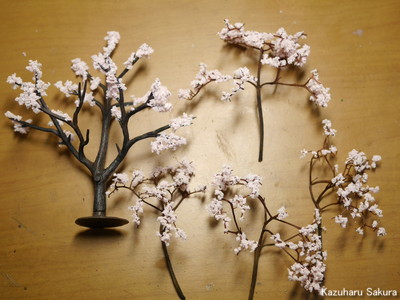 ﻿エレール 1/43 シトロエン2CV・ルノー4CV ジオラマ制作記 ～ 桜の木・柳の木の制作
