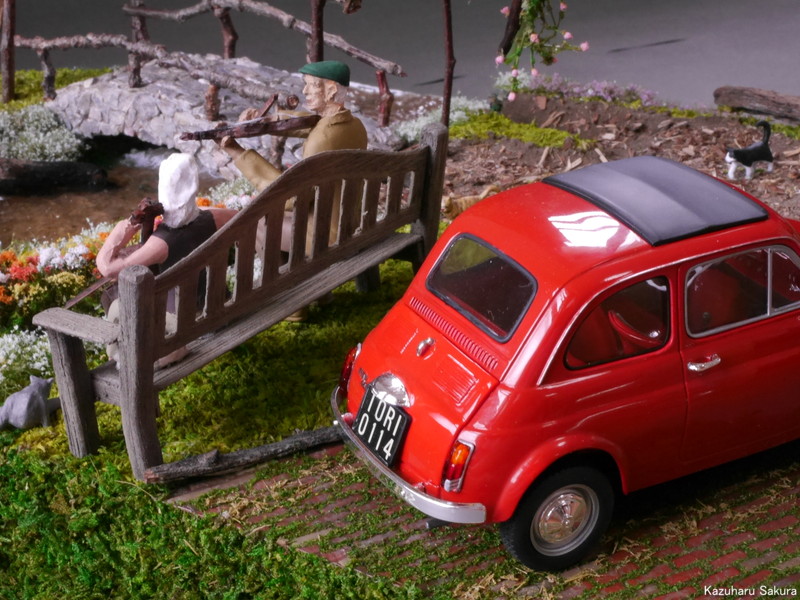 ﻿1/24 タミヤ ﻿FIAT500F ジオラマ完成画像 ～ FIAT500F