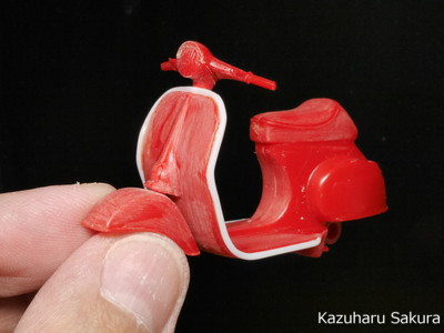 ﻿1/24 タミヤ ﻿タミヤ 1/24 キャンパス・フレンズセット ジオラマ制作記 ～ キャンパスフレンズセットのVespa（ベスパ）の製作１２ ハンドルと前輪の連動工作６