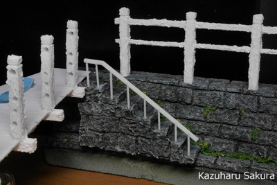 ﻿1/24 Kazuharu Sakura original ﻿櫻和春オリジナル 1/24 灯籠 ジオラマ制作記 ～ 階段の手摺りとフェンスの制作１２