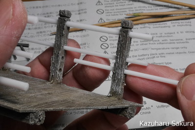 ﻿1/24 Kazuharu Sakura original ﻿櫻和春オリジナル 1/24 灯籠 ジオラマ制作記 ～ 木の橋と階段手摺りの仕上げ・塗装４