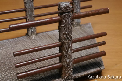 ﻿1/24 Kazuharu Sakura original ﻿櫻和春オリジナル 1/24 灯籠 ジオラマ制作記 ～ 木の橋と階段手摺りの仕上げ・塗装１５