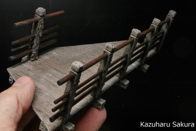 ﻿1/24 Kazuharu Sakura original ﻿櫻和春オリジナル 1/24 灯籠 ジオラマ制作記 ～ 木の橋と階段手摺りの仕上げ・塗装２２