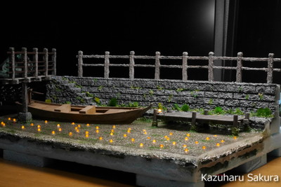 ﻿1/24 Kazuharu Sakura original ﻿櫻和春オリジナル 1/24 灯籠 ジオラマ制作記 ～ 川岸と擁壁周りの仕上げ２