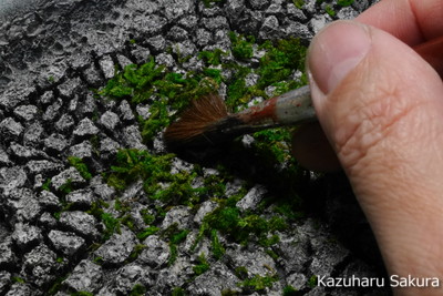 ﻿1/24 Kazuharu Sakura original ﻿櫻和春オリジナル 1/24 灯籠 ジオラマ制作記 ～ 石畳の目地に苔を植える１