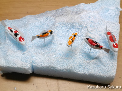 ﻿1/24 Kazuharu Sakura original ﻿櫻和春オリジナル 1/24 灯籠 ジオラマ制作記 ～ ミニチュアの鯉の制作５