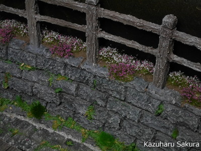 ﻿1/24 Kazuharu Sakura original ﻿櫻和春オリジナル 1/24 灯籠 ジオラマ制作記 ～ 石畳の陸部分と川部分の接合面の仕上げ１０