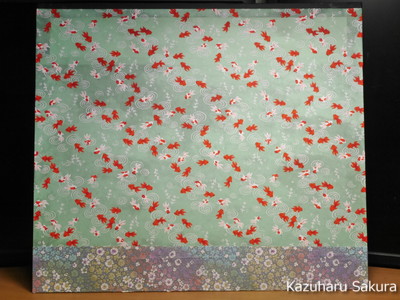 ﻿1/24 Kazuharu Sakura original ﻿櫻和春オリジナル 1/24 灯籠 ジオラマ制作記 ～ ジオラマ側面の囲いに友禅紙を貼る２