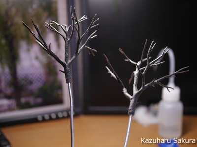 ﻿1/24 Kazuharu Sakura original ﻿櫻和春オリジナル 1/24 灯籠 ジオラマ制作記 ～ 枝垂柳（シダレヤナギ）の制作６