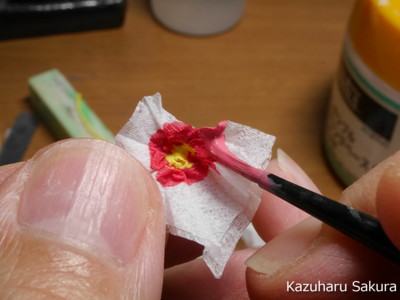 ﻿1/24 Kazuharu Sakura original ﻿櫻和春オリジナル 1/24 灯籠 ジオラマ制作記 ～ 立葵（タチアオイ）の制作１２