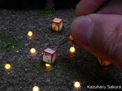 ﻿1/24 Kazuharu Sakura original ﻿櫻和春オリジナル 1/24 灯籠 ジオラマ制作記 ～ LEDの炎表現２・灯籠