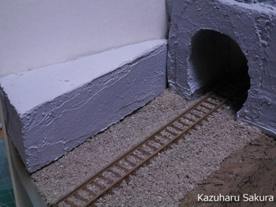 1/150 ジオコレを使用したジオラマ製作記 ～ トンネルを抜けたところの壁の下地制作３